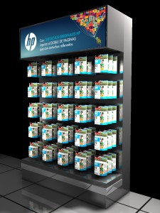 Exhibidores HP insumos cartuchos impresoras 30 diseño estratégico