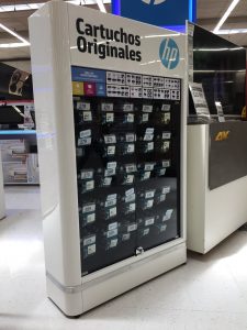 Exihibidores productos HP tóner y cartuchos